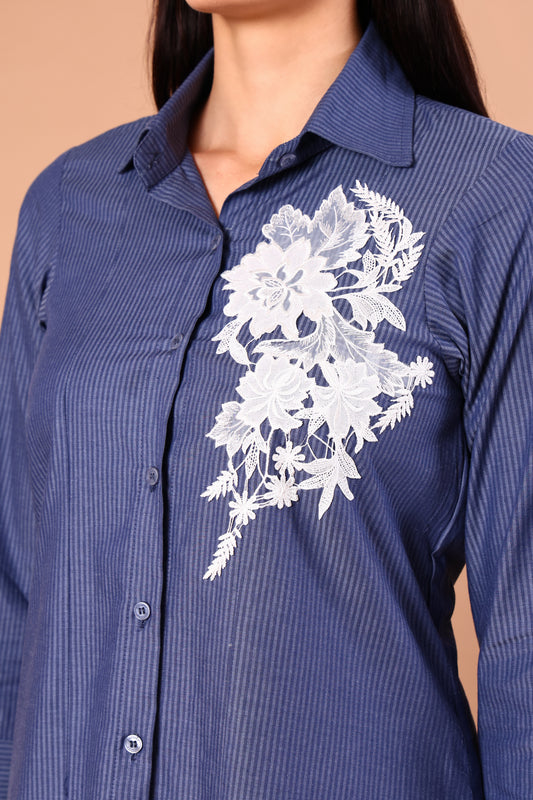 Dusty Blue Striped Shirt