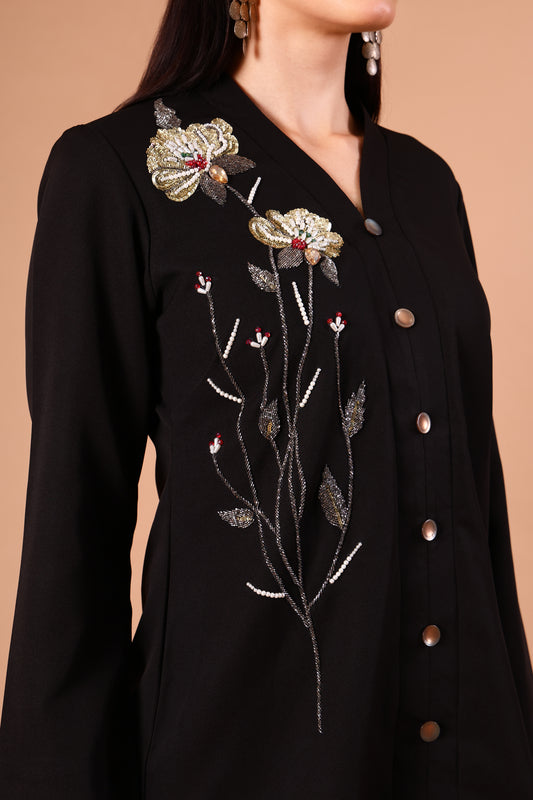 Matte Black Embroidered Co-ord Set