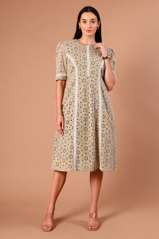 The Sage Blossom Schiffli Midi Dress