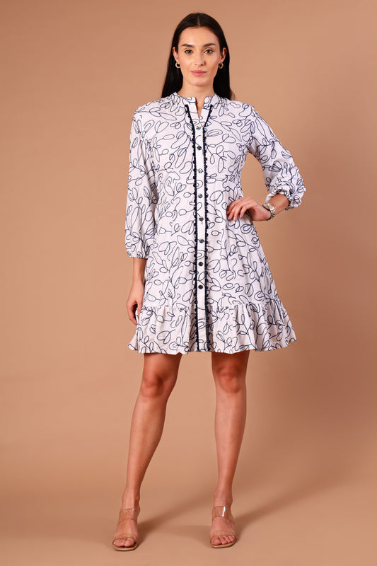 Ecru Blue embroidered dress