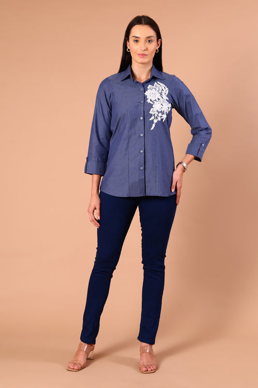 Dusty Blue Striped Shirt